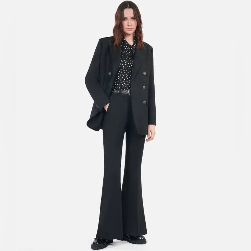 $345 NWT The Kooples black tweed flared suit pants sz 38 (US6)